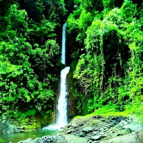 Tours Metro Chanchamayo. Catarata azul Yacu, en la zona de amortiguamiento de la reserva Nacional Santuario Pampa Hermosa. Chanchamayo. La Selva Central.